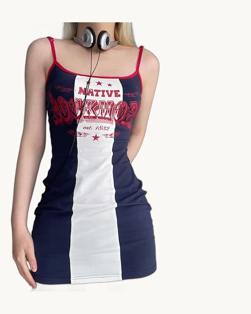 American Vintage Printed Letter Color Contrast Thin Spice 1