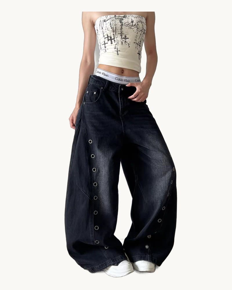 Eyelet Washed Scimitar Jeans 1