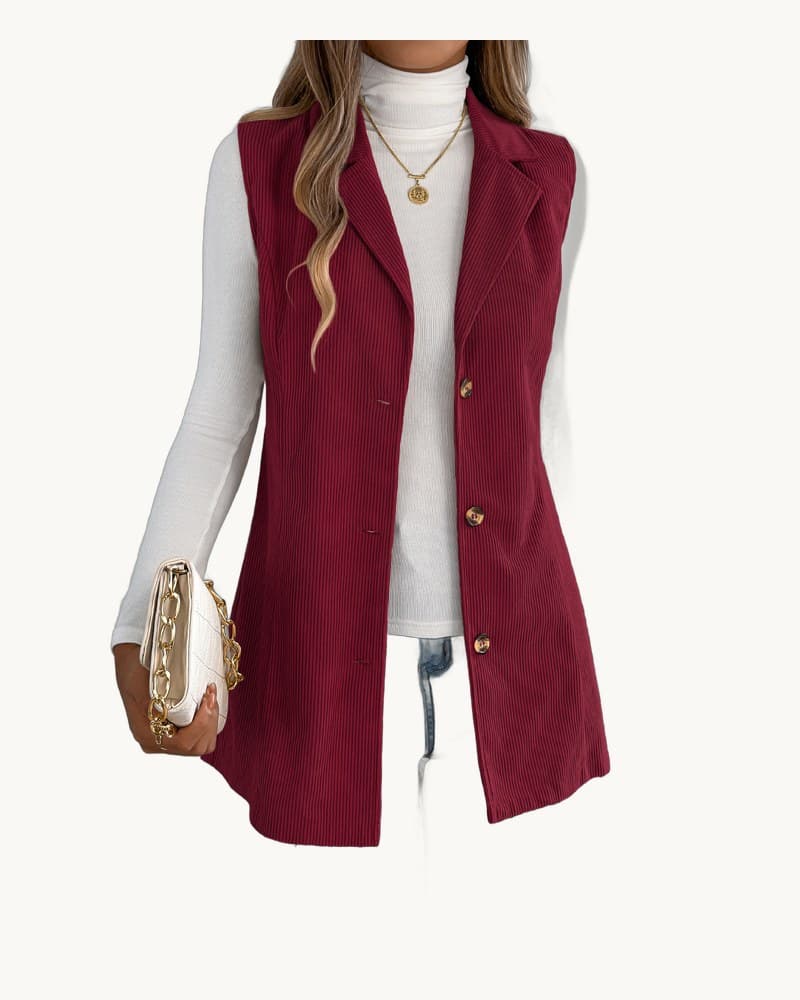 Casual Single-breasted Blazer Lapel Corduroy Vest Jacket 1