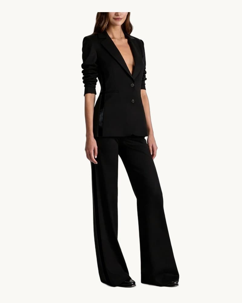 Black Single-breasted Side Stripe Blazer and Trousers 1
