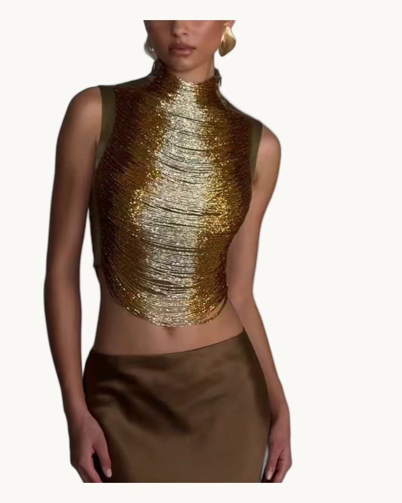 Elegant Sleeveless Tassel-trimmed Zippered Satin Fishtail 1