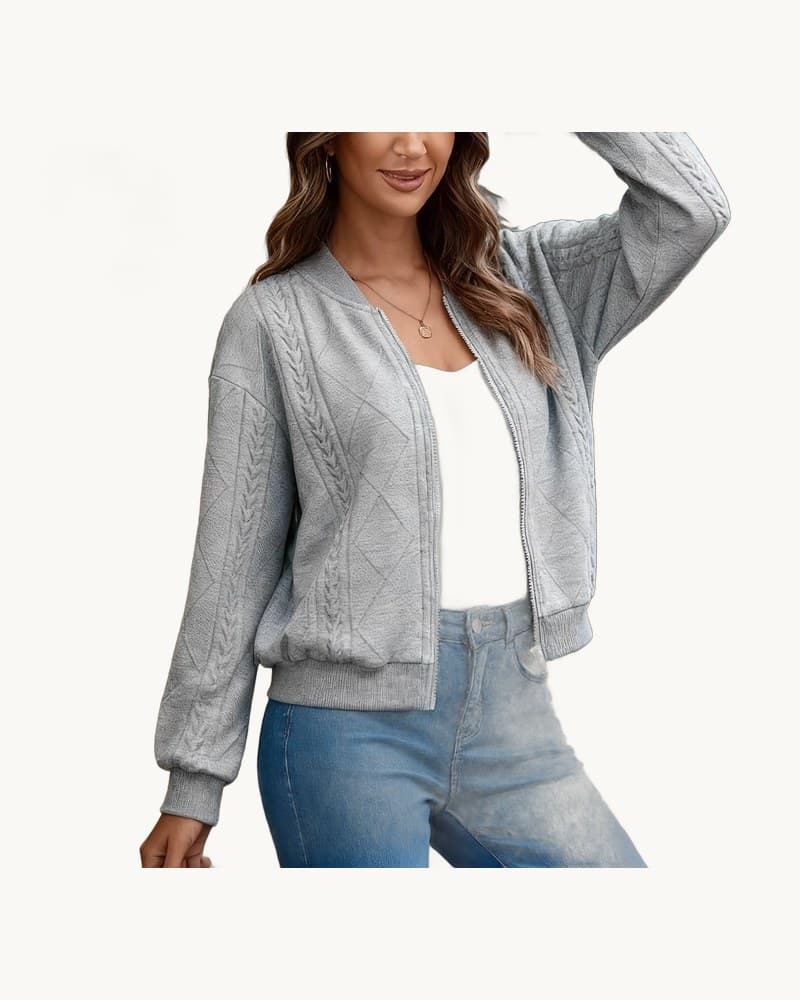 Zipper Long Sleeved Casual Jacket 1