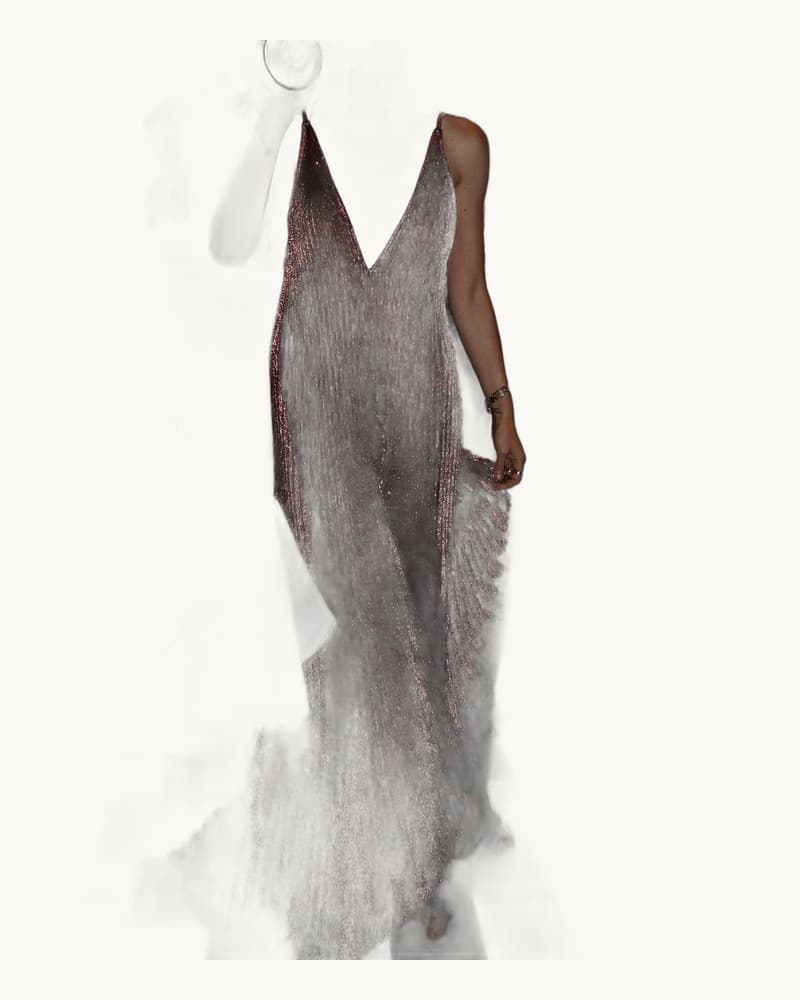 Metallic Plunge V Neck Spaghetti Strap Pleated Maxi Evening 1