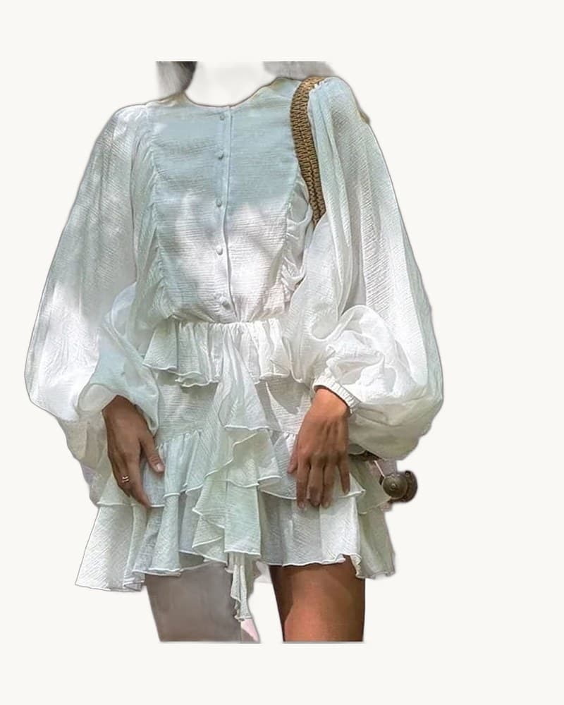 Casual Elegant Ruffle Long Sleeve Dress 1