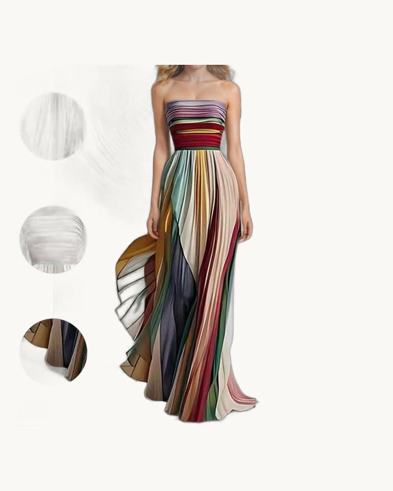 Sexy Elegant Strapless Printed Colorful Long Maxi Dress 1