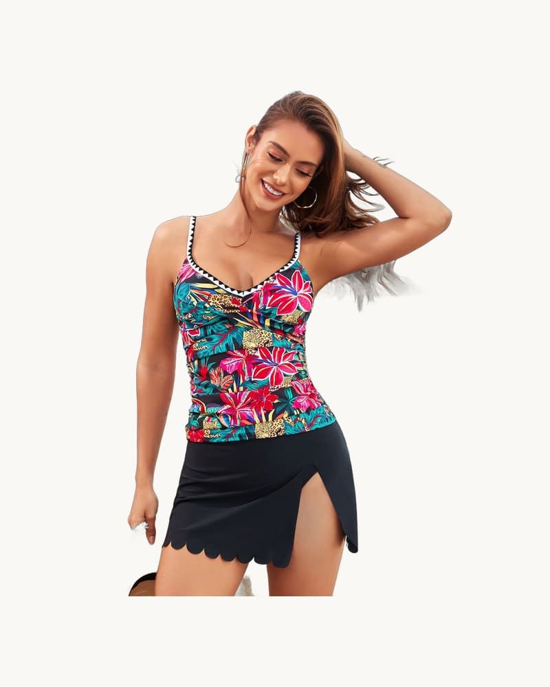 Two-piece Skirt-style Swimsuit with Ruffled Trim Bikini 1