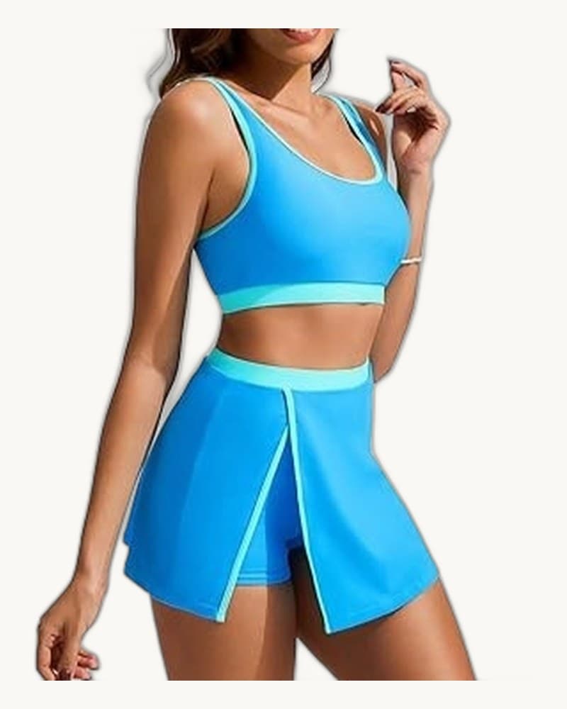Multi-colored Skirted Two-piece Swimsuit 1