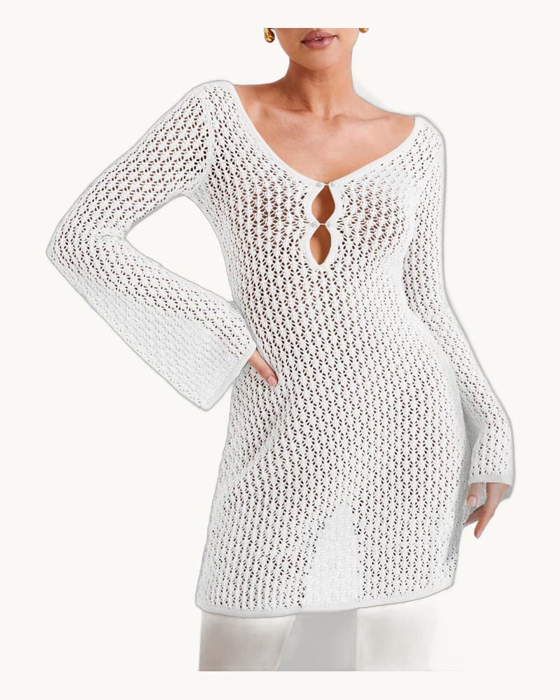 Saodimallsu Womens Crochet Swimsuit Coverup Summer Sexy V 1