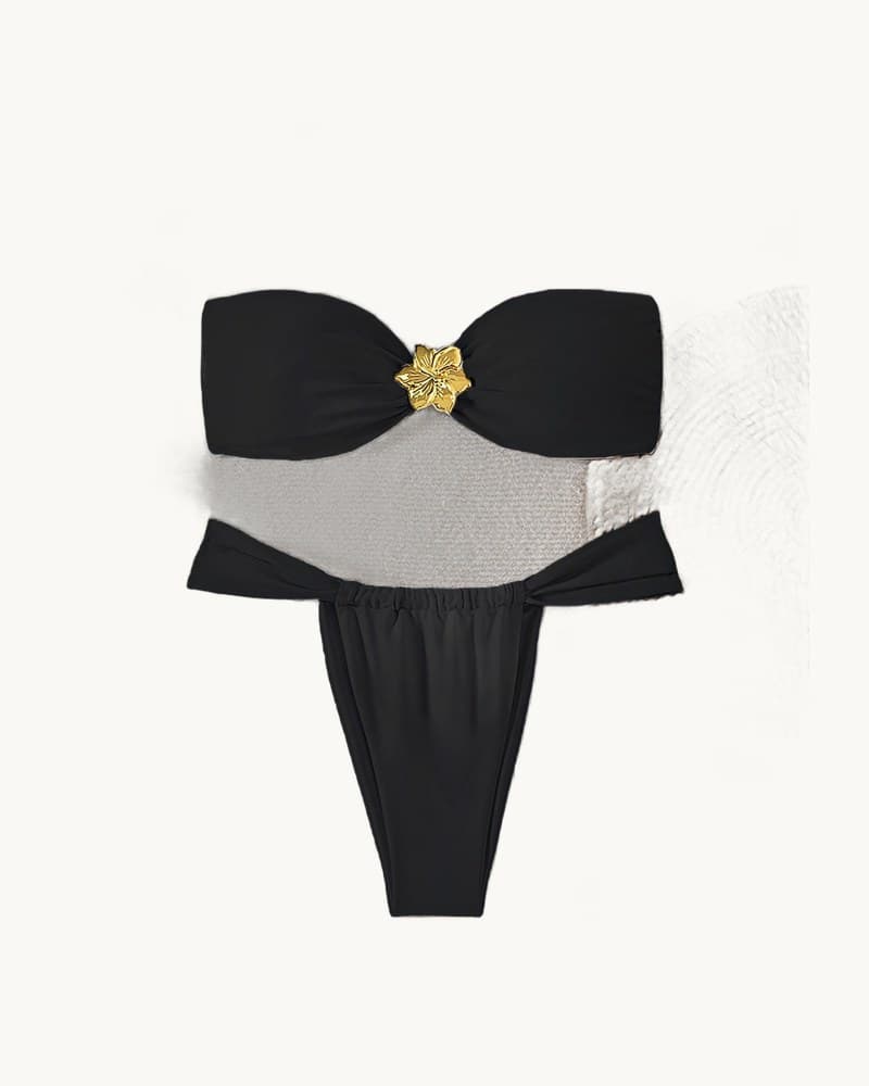 Solid-color Tube-top Sexy Two-piece Bikini Womens Swimsuit 1