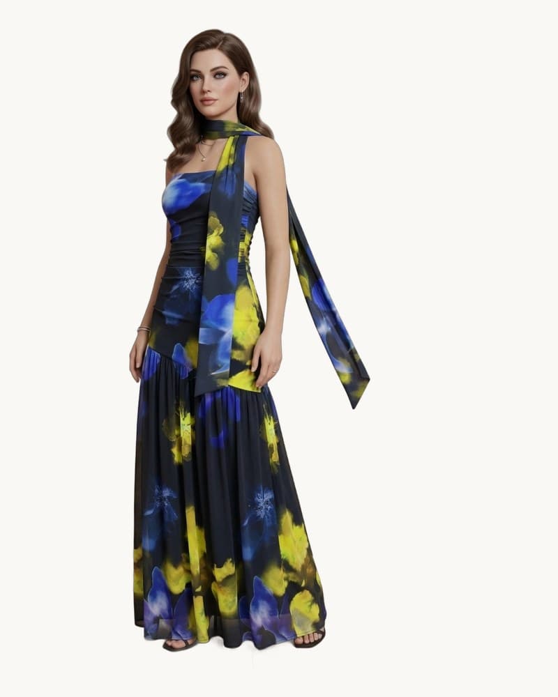 Sleeveless Tie Neck Maxi Dress 1