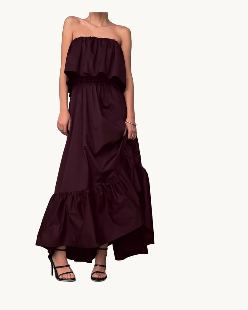 Fashionable Ruffled Strapless Dress 1