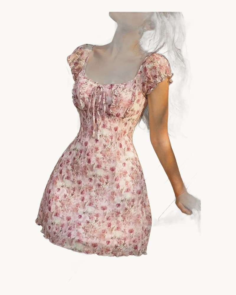 Summer New French Style Romantic Elegant Floral Print 1