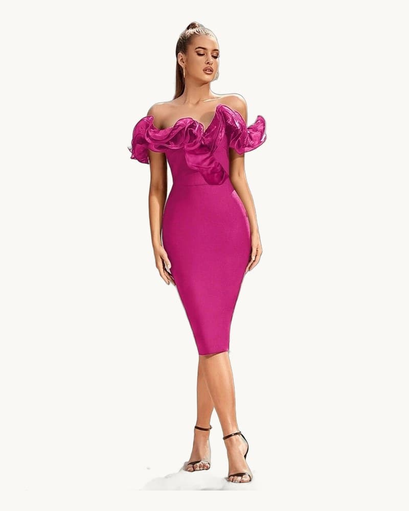 Off-the-shoulder V-neck Elegant and Sexy Bodycon Dress 1