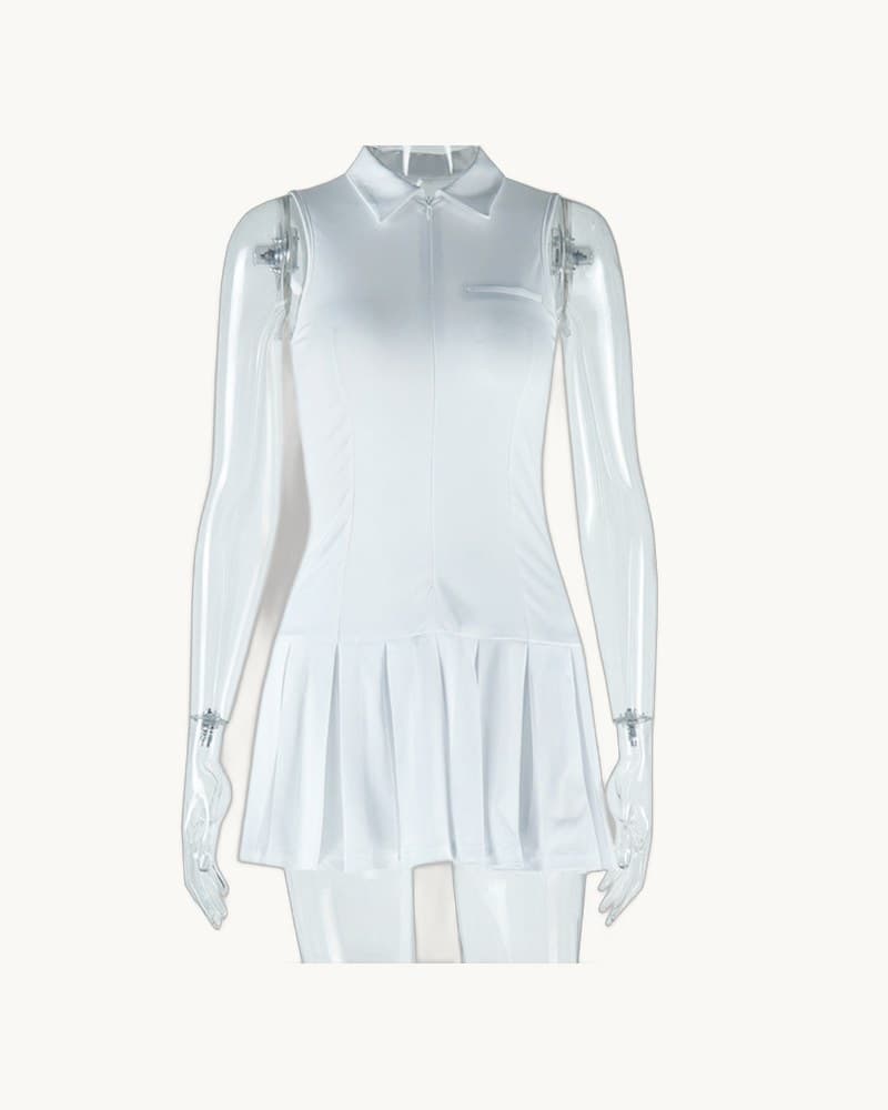 Sexy Sleeveless Lapel Collar Dress Women 1