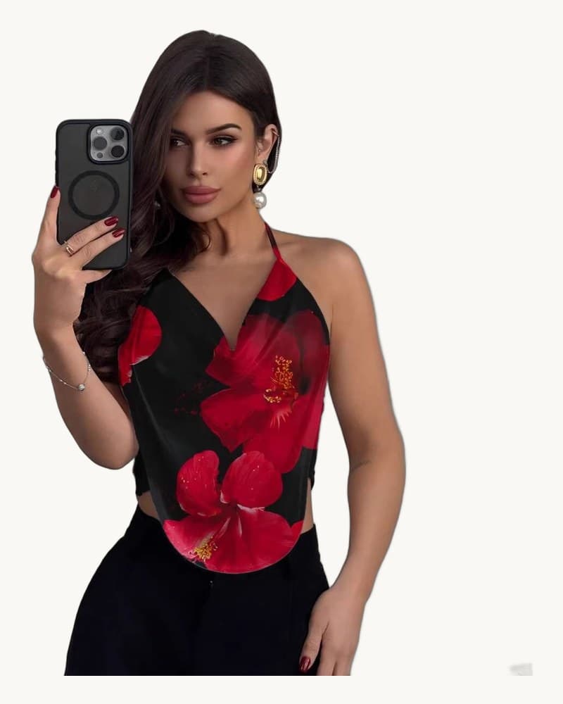 Y2k Halter Neck V-neck Backless Camisole 1