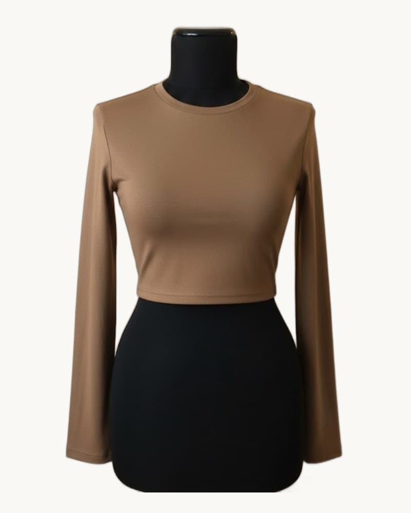 Long Sleeve Viscoe Crop Top 1