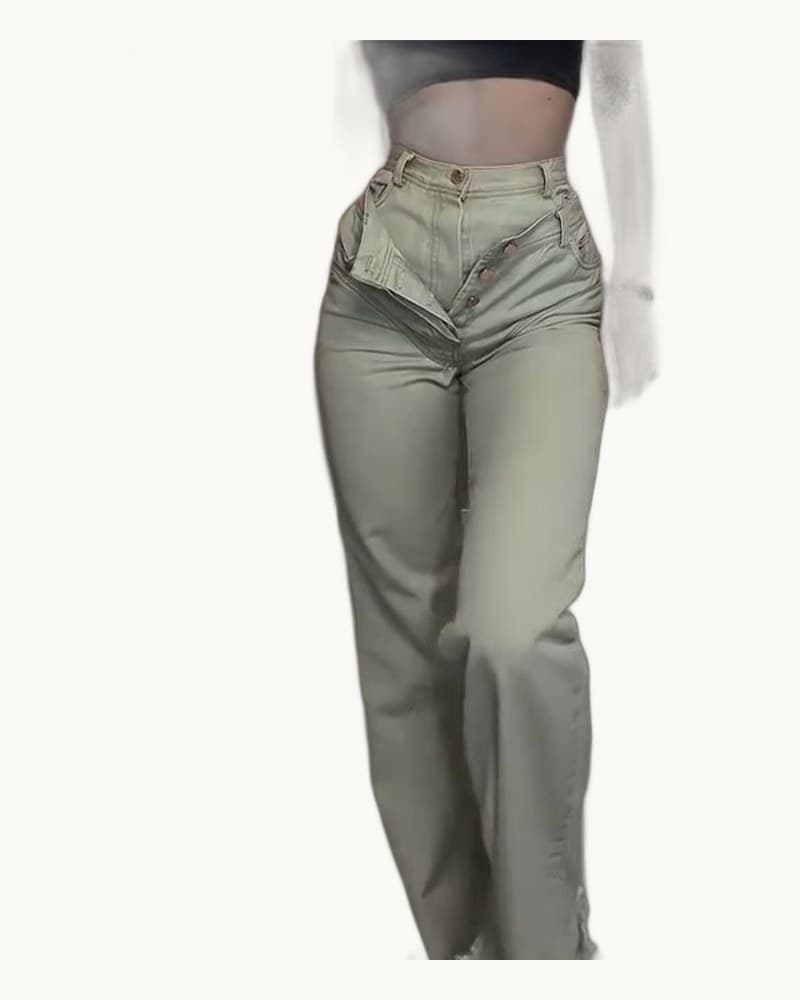 High Waist Double Jeans 1