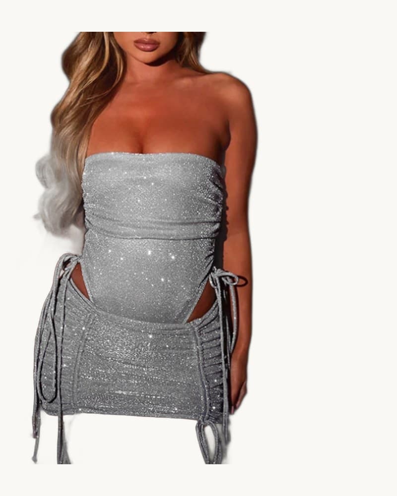 Package Hip Skirt Burst Two-piece Drawstring Lacing Set of 1