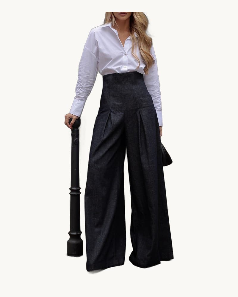 Elegant High-waist Wide-leg Jeans 1