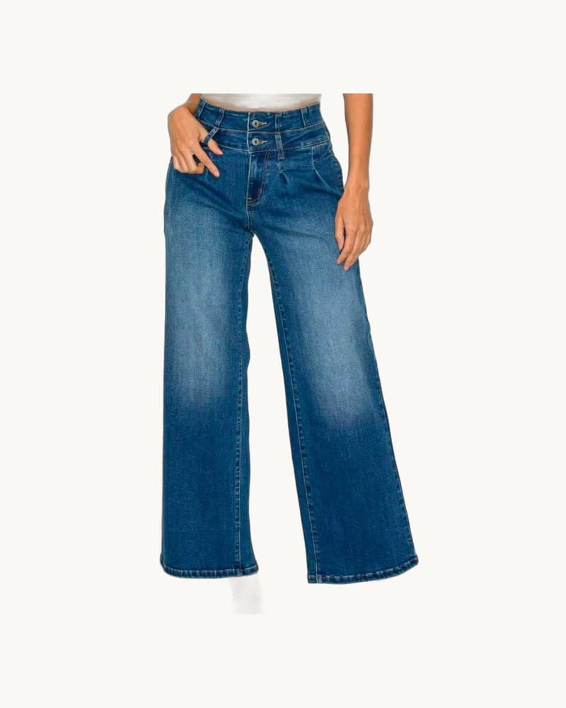 Medium Blue Elastic Waist Jeans 1
