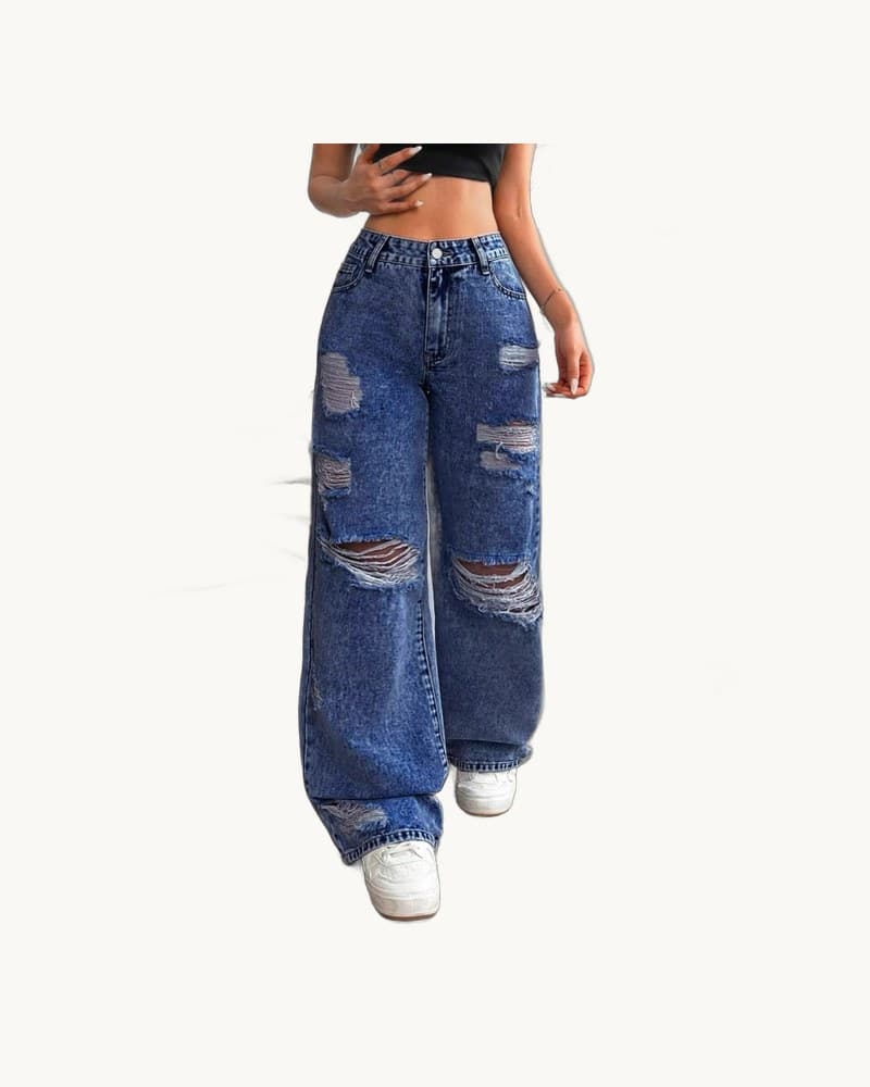High-waisted Straight Versatile Slim-fit Women's Jeans 1