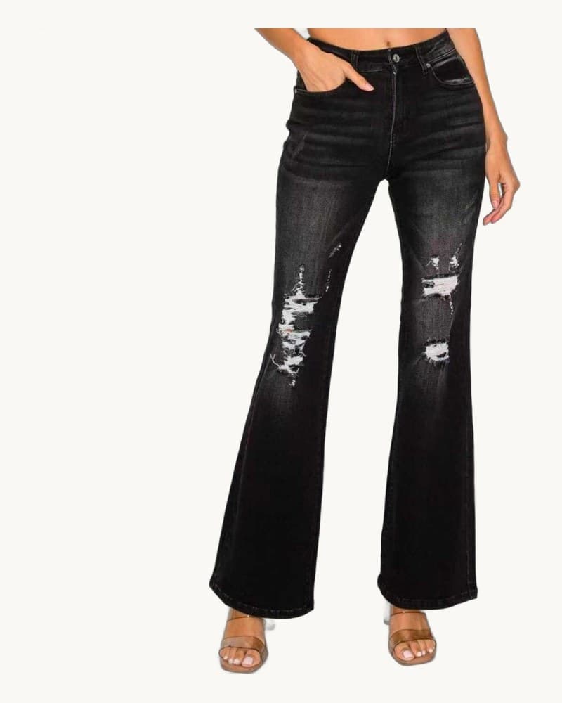 Black Low Waist Bell Bottom Jeans 1