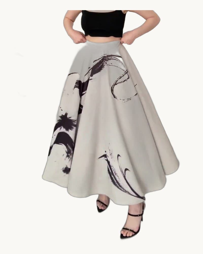 Vintage Three-layer Tulle Print Skirt 1