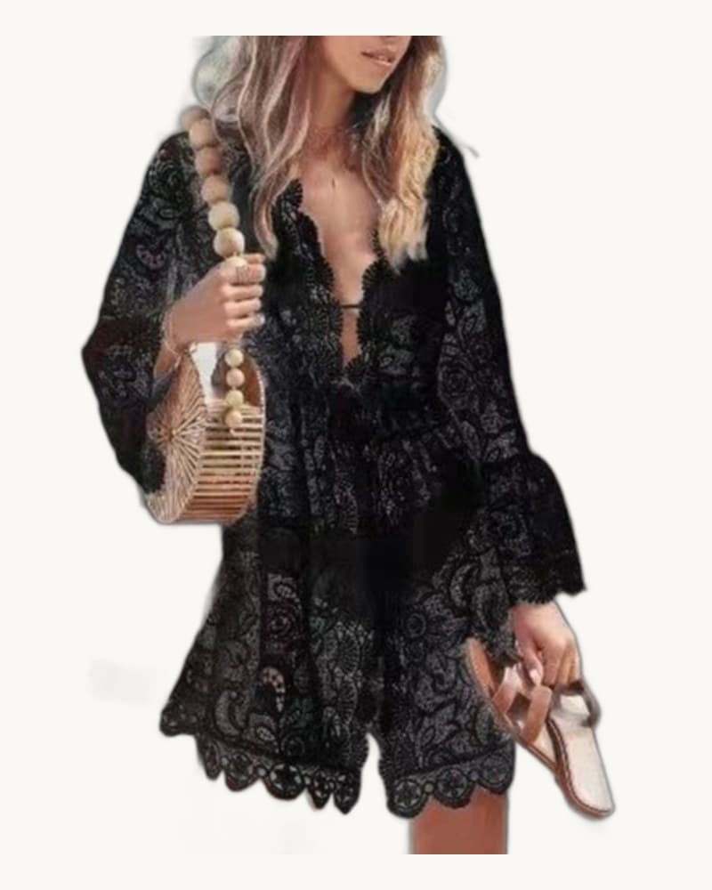 Bikini Cover-up Sexy V-neck Sun Protection Shirt 1