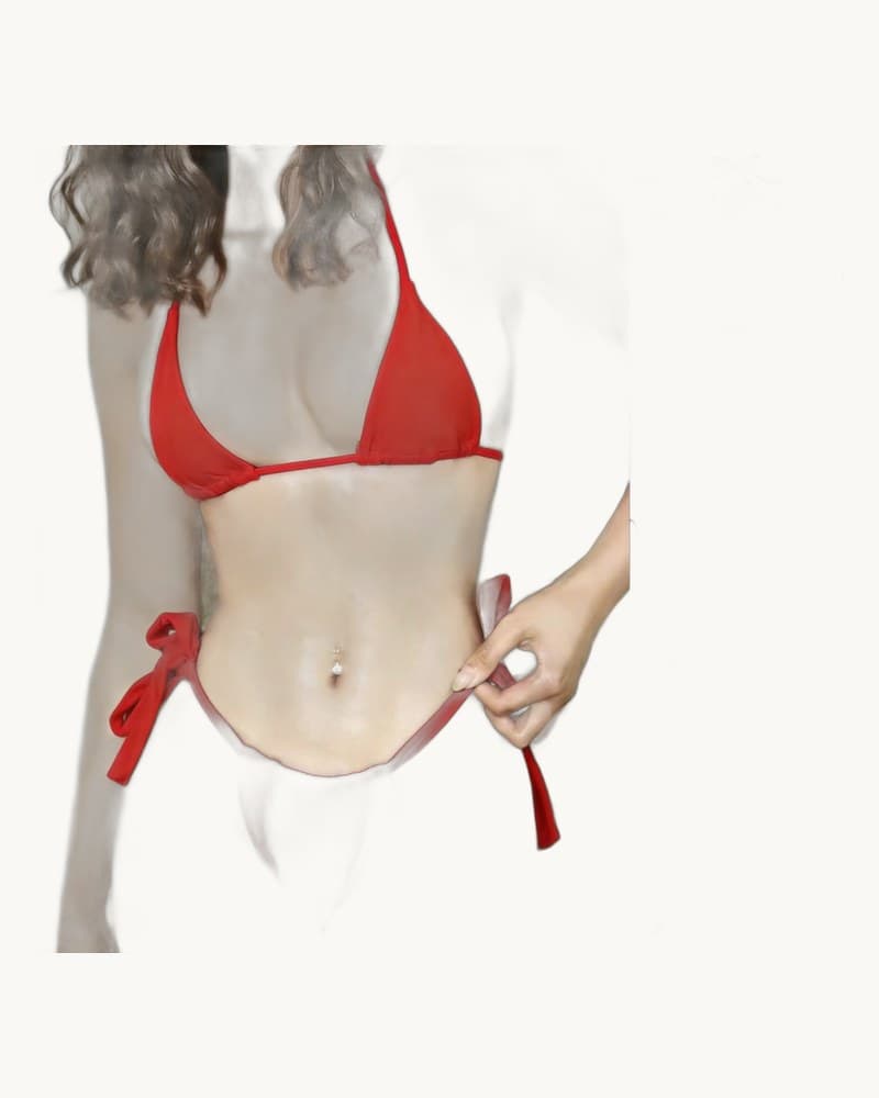 Solid-color Multi-color Lace-up Halter Triangle Bikini 1