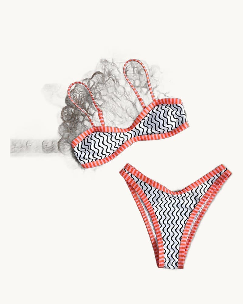 Printed Strappy Two-piece Swimsuit Womens Beach Seaside 1