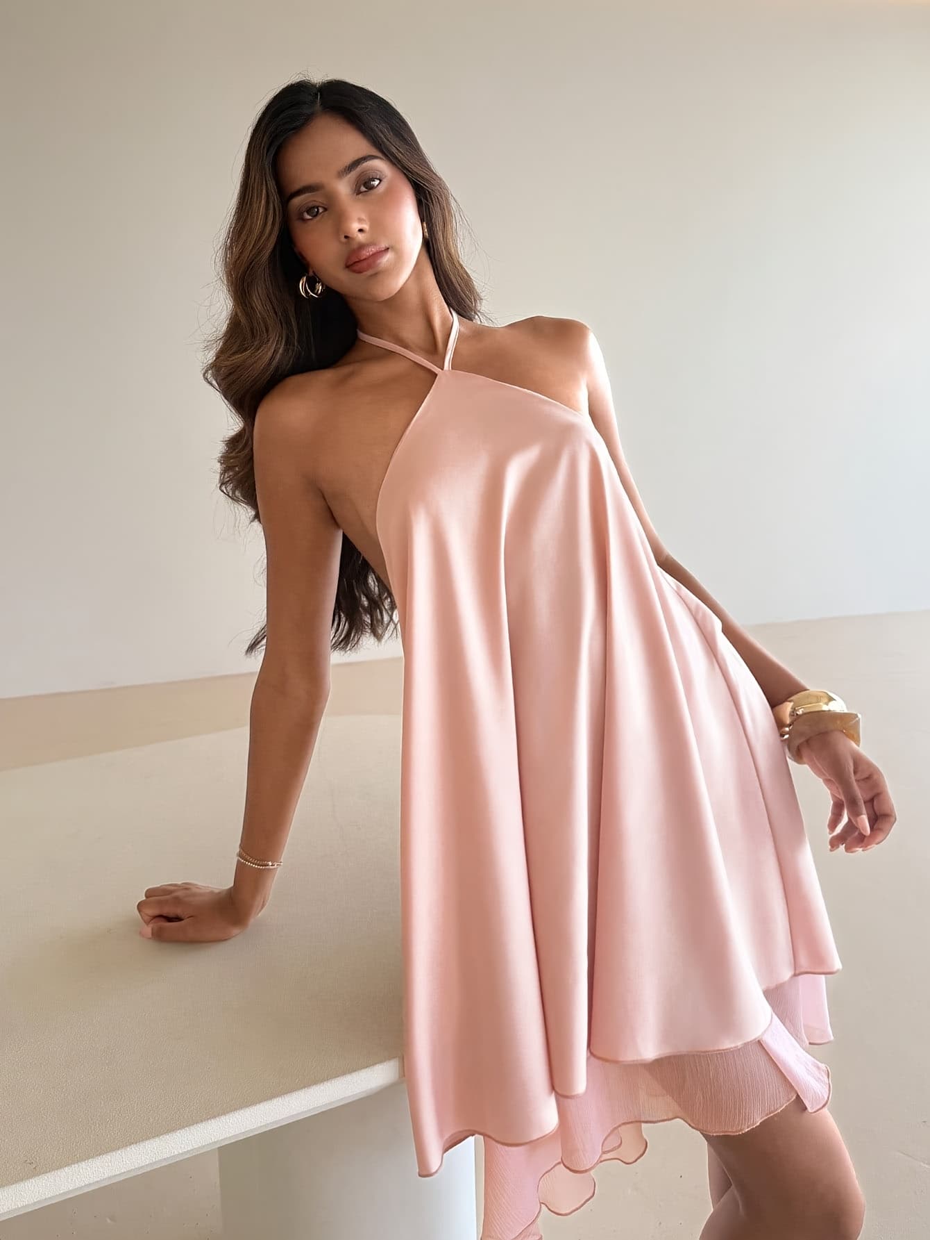 Summer New Fashion Elegant Halter Neck Short A-line Dress 1