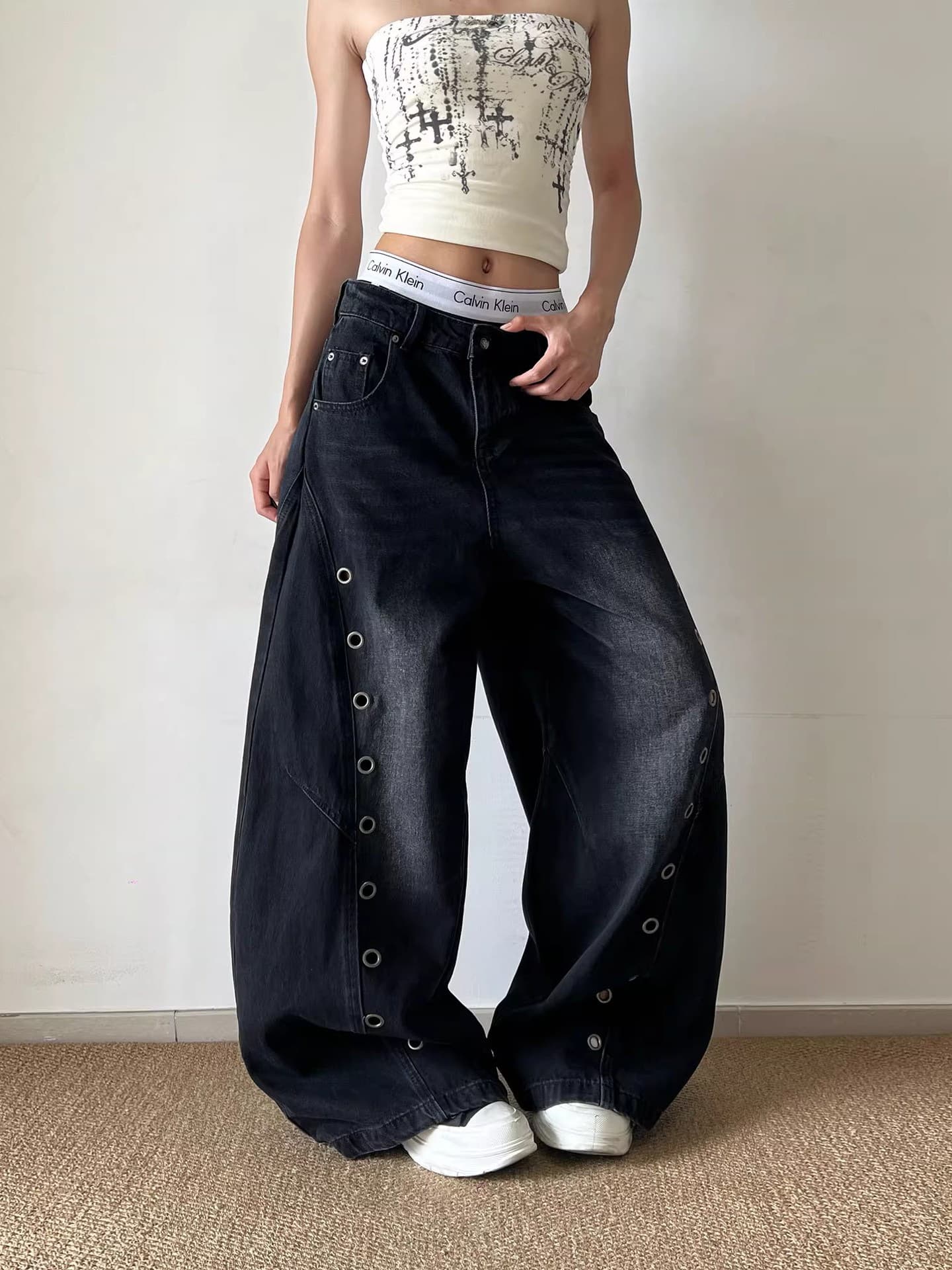 Eyelet Washed Scimitar Jeans 1