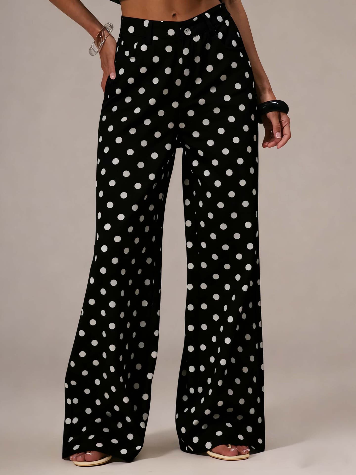 Casual Polka Dot Mid-rise Non-stretch Jeans 1