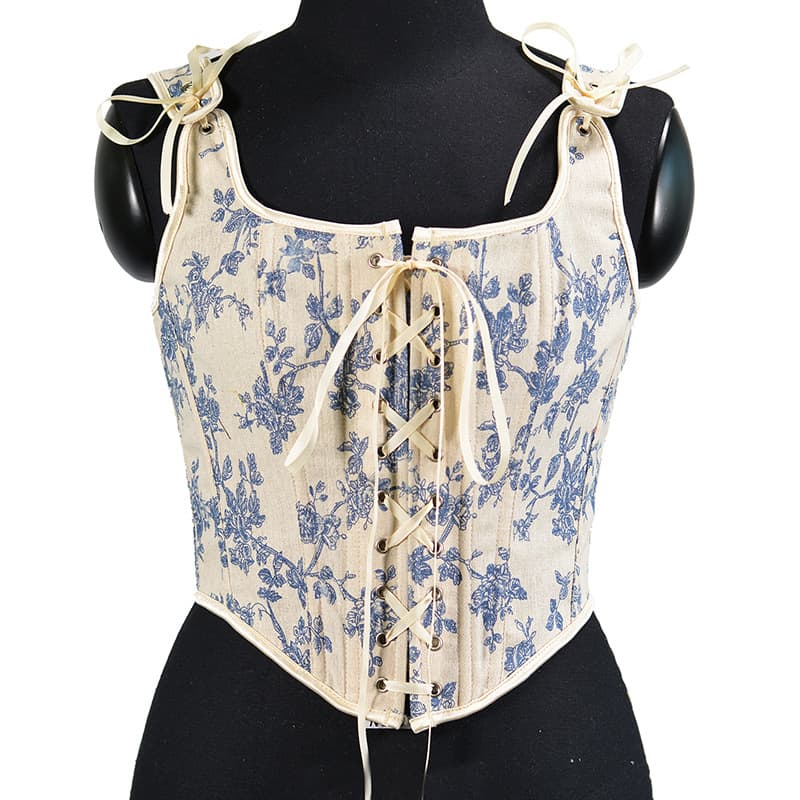 French Style Vintage Fishbone Corset with Straps 1