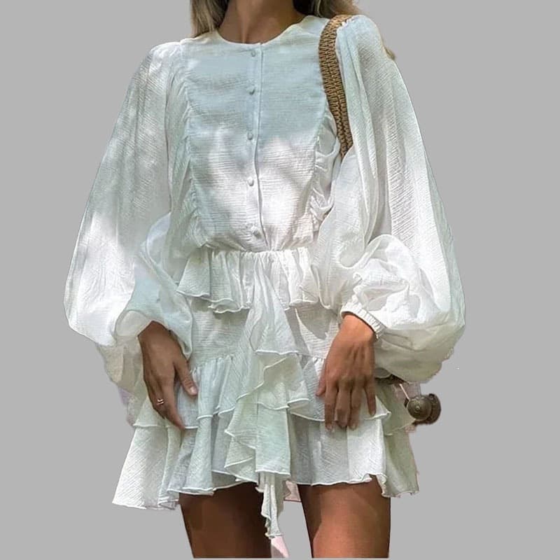 Casual Elegant Ruffle Long Sleeve Dress 1