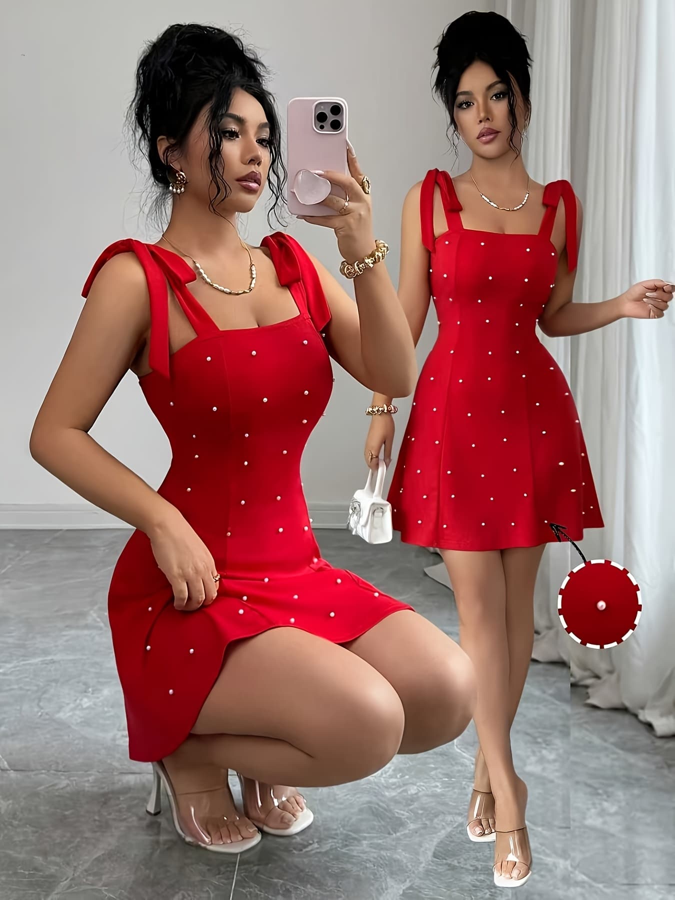 This Summer Fashion and Elegant Solid-color Pearl-decorated 1