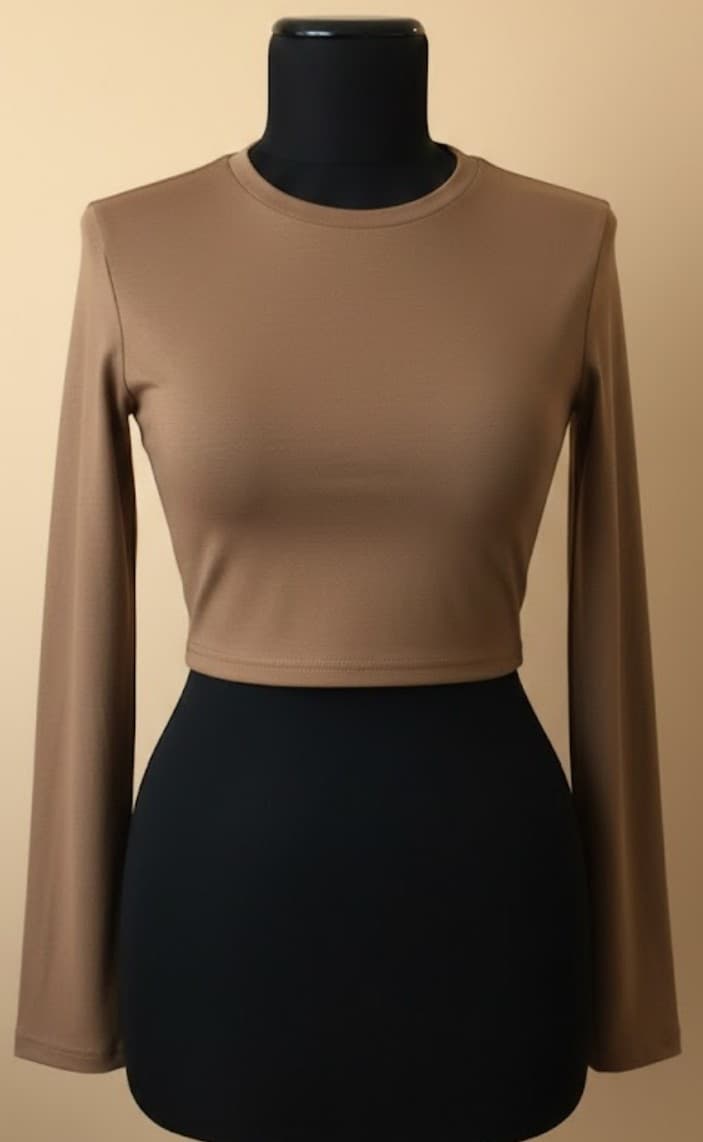 Long Sleeve Viscoe Crop Top 1