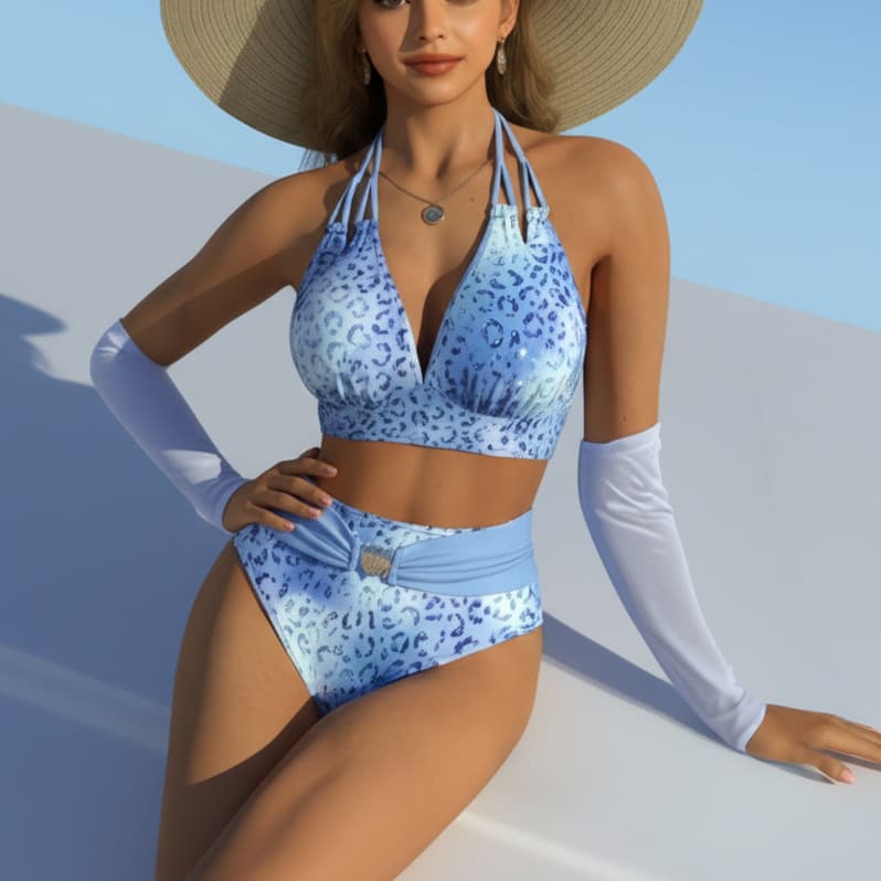 Gradient Leopard-print Bikini for Beach, Spa, and Bathing 1