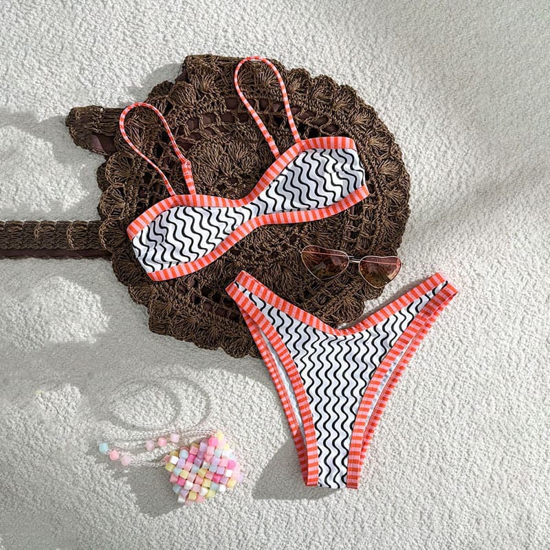 Printed Strappy Two-piece Swimsuit Womens Beach Seaside 1