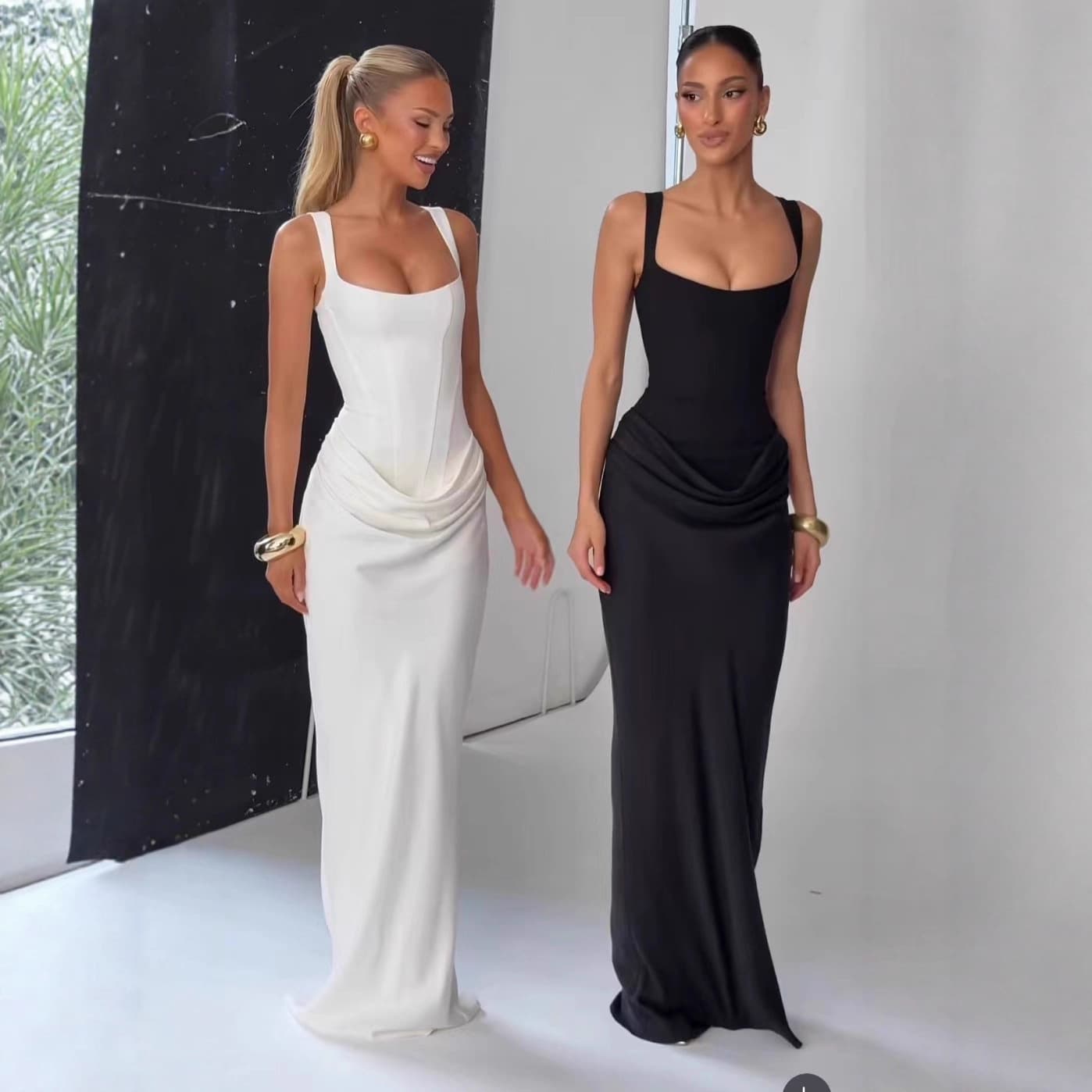 Elegant Strapless Long White Slip Dress for Women 1