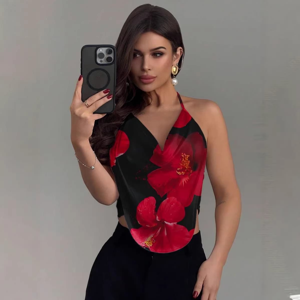 Y2k Halter Neck V-neck Backless Camisole 1