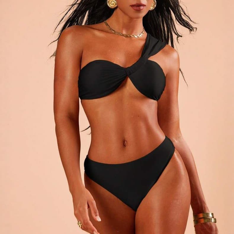 One-shoulder Two-piece Bikini Swimsuit Set 1
