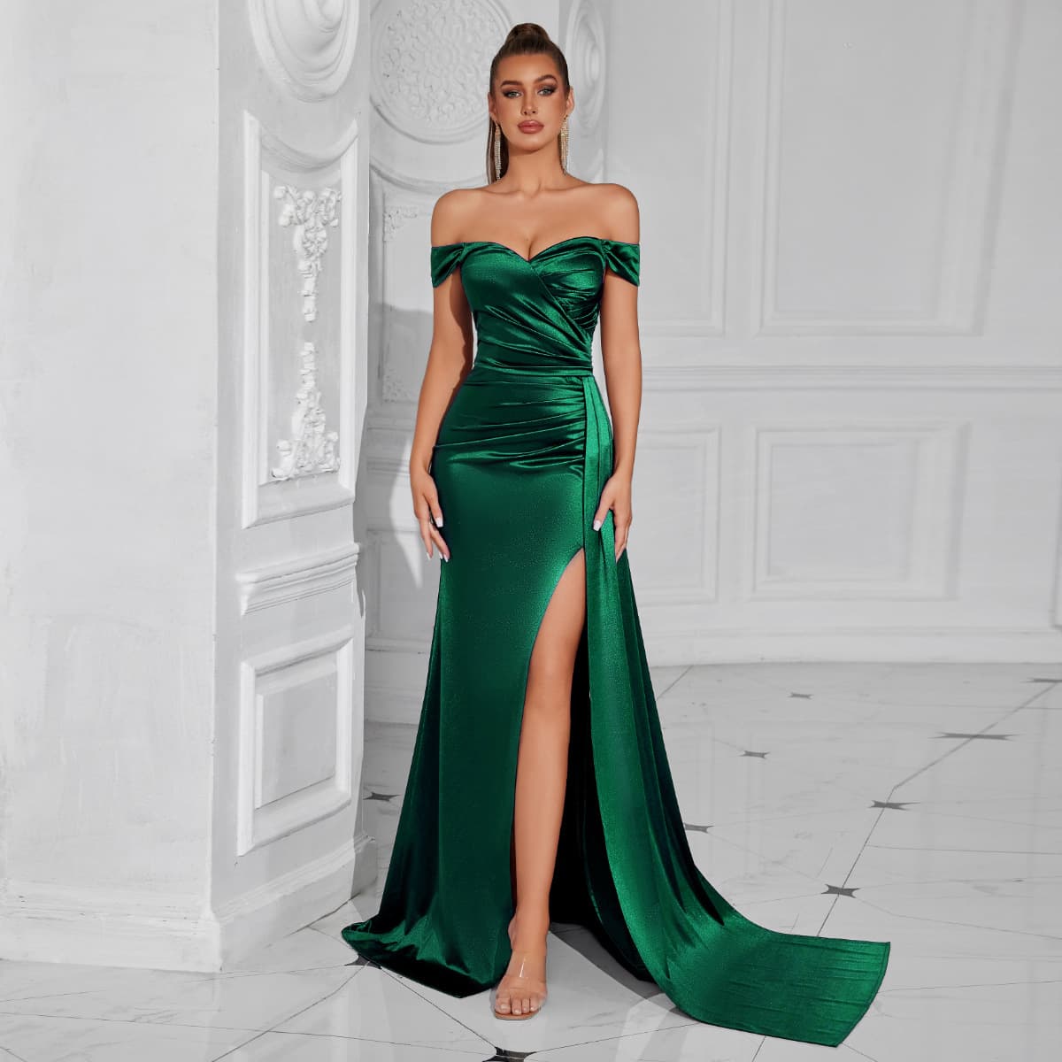 Bustier Off-shoulder Sexy Slit Dress 1