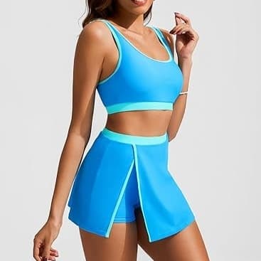 Multi-colored Skirted Two-piece Swimsuit 1